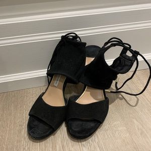 DVF black tie back heels